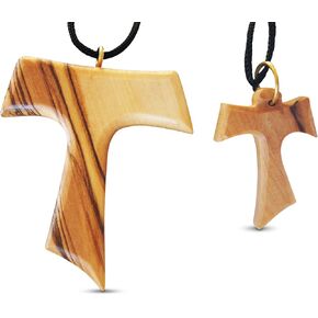 2-Piece Tau Cross Large & Small Olive Wood Necklaces Made in Bethlehem