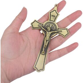 YionZian 2 Pieces 5" Metal Saint Benedict INRI Crucifix Wall Cross Hand-held Prayer Cross For Car or Home Wall Art Give Blessing and Spiritual Sacred: Faith Gift for Your Acquaintances
