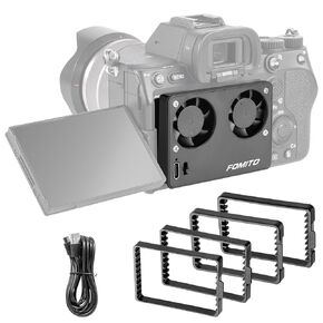 FOMITO Camera Video Dual Cooling Fans Built-in Battery with Magnetic Case for Sony A7M4 A7cII A7c A7S3 ZV-1 ZV-10 ZVE1 A6700 FX30 Canon R5 R6 R7 Fujifilm XT4 Black