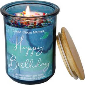 Cedar Crate Market - Happy Birthday Candle - Vanilla Buttercream Birthday Cake Scented Soy Wax Candle with Sprinkles for Home, Happy Birthday Gifts for Women, Best Friends Women Gift - Made in the USA