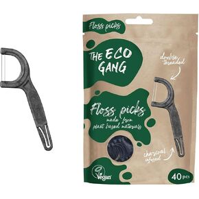 The Eco Gang Floss Picks Made from Plant Based Materials Vegan Charcoal