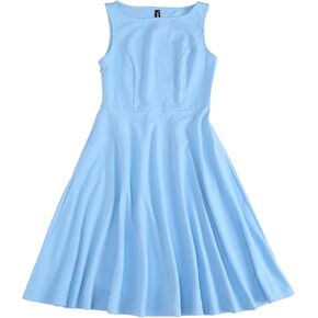 Allegra K Sleeveless Work Dress for Women's Boat Neck High Waisted Fit and Flare Dresses