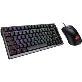 لوحة مفاتيح ميكانيكية للألعاب ASUS ROG M71 Azoth 75% TKL بلوتوث وRF لاسلكية باللون الأحمر -90MP0316-BKAA01، حزمة مع ماوس P509 ROG Keris، حامل حشية، تخفيف ثلاثي الطبقات، مفاتيح قابلة للتبديل السريع