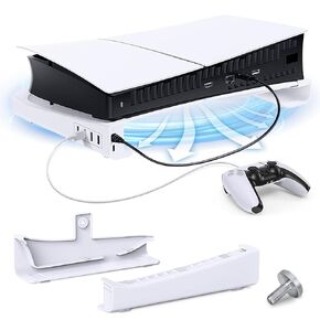 Seltureone PS5 Slim Horizontal Stand with 4 USB Extension and Type C Port,Compatible with Playstation 5 Slim ConsoleDisc & Digital Editions