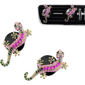 Car Diffuser 2pcs Cute Lizard Car Air Freshener Vent Clips,Bling Rhinestone Alloy Pink Car Accessories for Women Girl,Animal Car Decor Refillable Car Essential Oil Perfume Outlet Diffuser