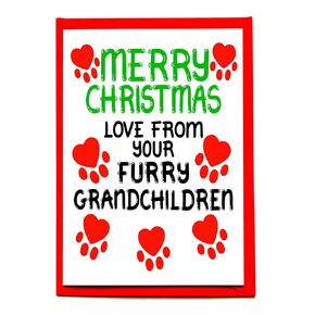 Christmas Card Love From Your Furry Grandchildren, Dogs, Cats For Grandma, Grandpa