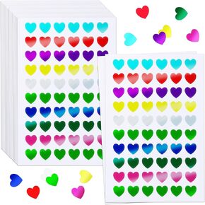 Colorful Gold Foil Heart Stickers | 0.5 inch | 1200pcs Heart Stickers | Heart Stickers Bulk | Heart Stickers for Kids Heart Shinny Stickers | Mini Heart Stickers Heart Sticker Sheets