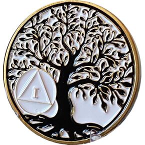 RecoveryChip 1 Year AA Medallion Tree of Life Serenity Prayer Medallion Coin