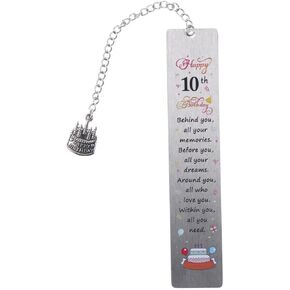 10th Birthday Bookmark, Creative Stainless Steel Bookmarks Birthday Gifts, for 10 Year Old