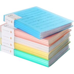 5 Pack A4 Plastic Presentation Book Clear Pockets Art Plastic Sleeves Protectors Translucent Cover 60 Pocket Document Binders, Portfolio Folder File Folder, A4 Display Book for School, Office in Kuwait