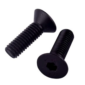 M6-1.0 x 12mm Flat Countersunk Head Screws Socket Cap, Grade 10.9 Black Oxide Alloy Steel, Allen Socket Drive, Full Thread, DIN 7991, 20Pcs
