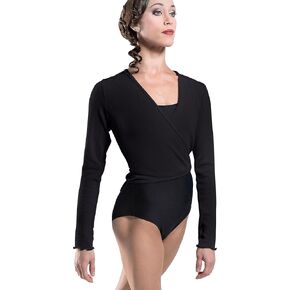 Wear Moi Menuet Women's Knitted Acrylic Cross Over Top, Black