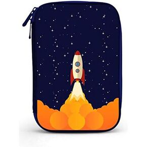 Galaxy Space Rocket Spaceship Pencil Case Pencil Pouch Pencil Box with 3D Design Stars Astronaut Universe Solar System | Lime & Lane