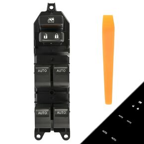 84820-0R040 لوحة تحكم مفتاح نافذة الطاقة الأمامية اليسرى جانب السائق الأبيض LED مضاءة متوافقة مع Toyota Tundra 2007-2021 استبدال 848200R040 مفاتيح النافذة الرئيسية