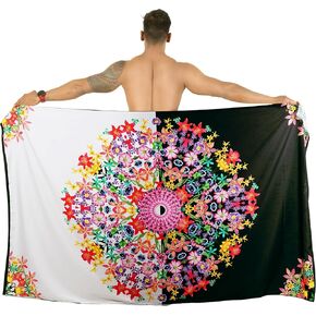 ملابس سباحة رجالي من LA LEELA Lava Lava Hawaiian Vacation Sarongs صيفية طويلة لتغطية الشاطئ والعطلات وملابس الشاطئ للرجال مقاس واحد، زهري، أسود in Kuwait