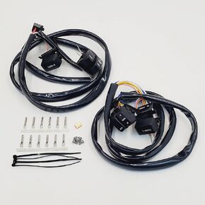 Handlebar Wiring Harness Kit with BLACK Switches for 1996-2006 Harley Touring, Softail, Dyna, V-Rod, FXR & Sportster – With Hardware, Zip-ties, Heat Shrink, Molex Connectors, Wiring Diagram – 48" Long