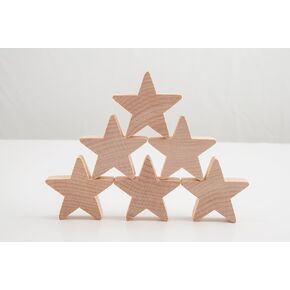 Wood Star Cutouts 1 inch by 3/16 inch Thick, 25 Pack Wooden Stars for Crafts, Christmas, and July 4th