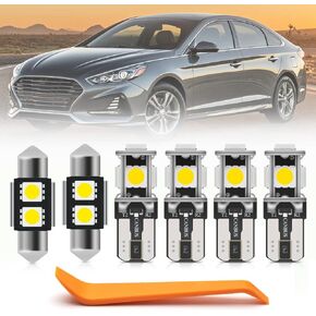 12pcs White Interior LED Lights Bulb Kit for Hyundai Sonata 2015 2016 2017 2018 2019 Map Dome Trunk License Plate Lights Super Bright LED Interior Light Bulbs Package+ Install Tool