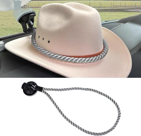 Cowboy Hat Holder Mounts for Truck Car, Vehicle Hard Hat Storage Rack Hanger for Dashboard Wall Seat Windshield with Suction Cup and Handmade Rope to Fix & Keep Hat Shape (Black) in Saudi Arabia