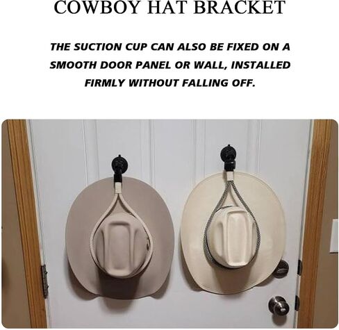 Cowboy Hat Holder Mounts for Truck Car, Vehicle Hard Hat Storage Rack Hanger for Dashboard Wall Seat Windshield with Suction Cup and Handmade Rope to Fix & Keep Hat Shape (Black) in Saudi Arabia