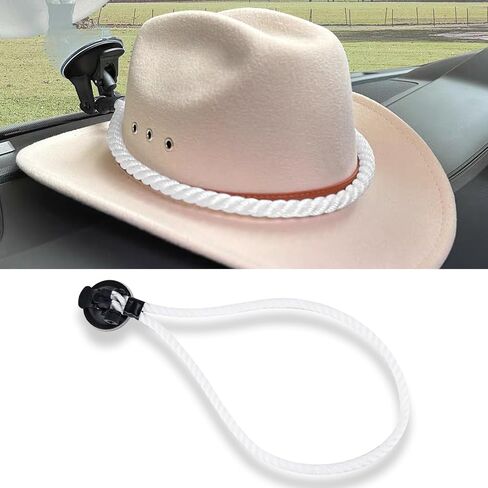 Cowboy Hat Holder Mounts for Truck Car, Vehicle Hard Hat Storage Rack Hanger for Dashboard Wall Seat Windshield with Suction Cup and Handmade Rope to Fix & Keep Hat Shape (Black) in Saudi Arabia