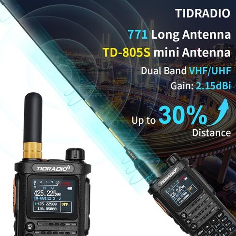 TIDRADIO TD-H8 (الجيل الثاني) راديو هام بقوة 10 وات محمول باليد، قابل للبرمجة عبر التطبيق، راديو طويل المدى ثنائي الاتجاه مع بطارية 2500 مللي أمبير في الساعة، أجهزة اتصال لاسلكية مع سماعة أذن، كابل برمجة، TD-771 وهوائي قصير (عبوتان) in Kuwait