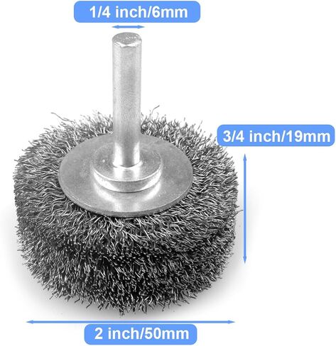 2 Pack 2 Inch Wire Brush Wheel for Drill, 0.0118" Coarse Crimped Carbon Steel Wire,1/4 Inch Round Shank, Wire Brush Drill Attachments,Heavy Duty Wire Brush for Rust,Corrosion,Paint Removal in Saudi Arabia