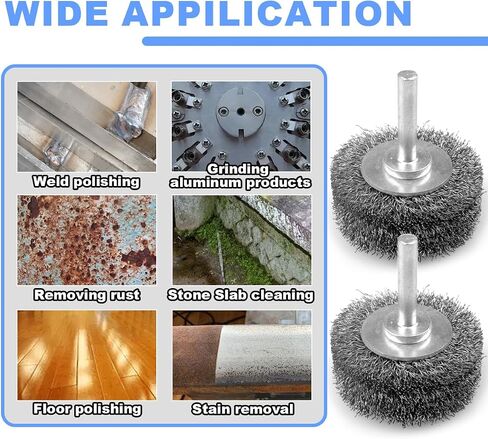 2 Pack 2 Inch Wire Brush Wheel for Drill, 0.0118" Coarse Crimped Carbon Steel Wire,1/4 Inch Round Shank, Wire Brush Drill Attachments,Heavy Duty Wire Brush for Rust,Corrosion,Paint Removal in Saudi Arabia