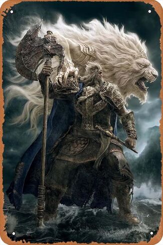 ملصق Lion King Elden Ring ملصق معدني عتيق مقاس 8 × 12 بوصة كهف رجل ديكور جدران المنزل in Kuwait