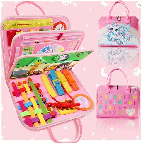 Toddler Travel Essentials Busy Board: 1 Year Old Boy Toy Sensory Activity Dinosaur Busy Book - Quiet Motessori Game Airplane Trip Age 2 3 4 yr 1-3 3-5 Kid Birthday Gift Autistic Children Development in Saudi Arabia