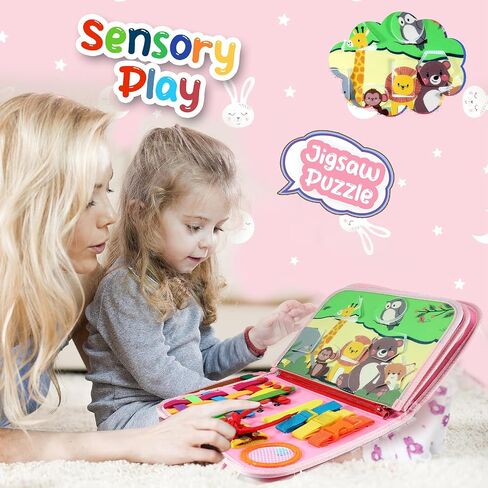 Toddler Travel Essentials Busy Board: 1 Year Old Boy Toy Sensory Activity Dinosaur Busy Book - Quiet Motessori Game Airplane Trip Age 2 3 4 yr 1-3 3-5 Kid Birthday Gift Autistic Children Development in Saudi Arabia