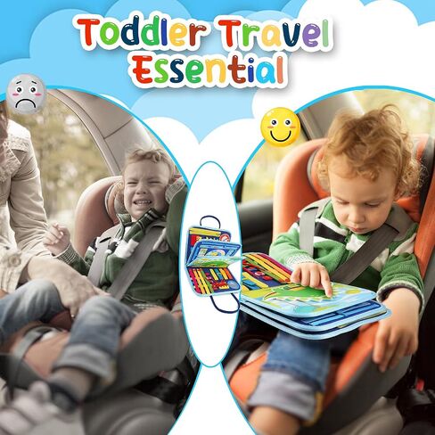 Toddler Travel Essentials Busy Board: 1 Year Old Boy Toy Sensory Activity Dinosaur Busy Book - Quiet Motessori Game Airplane Trip Age 2 3 4 yr 1-3 3-5 Kid Birthday Gift Autistic Children Development in Saudi Arabia