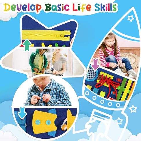 Toddler Travel Essentials Busy Board: 1 Year Old Boy Toy Sensory Activity Dinosaur Busy Book - Quiet Motessori Game Airplane Trip Age 2 3 4 yr 1-3 3-5 Kid Birthday Gift Autistic Children Development in Saudi Arabia