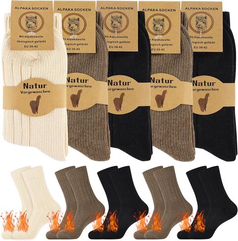 5 Pairs Alpaca Socks Women Wool Socks for Women Thermal Socks Winter Socks Warm Socks Cozy Socks Thick Socks Women Socket Set Boot Socks Birthday Gifts for Women in Saudi Arabia