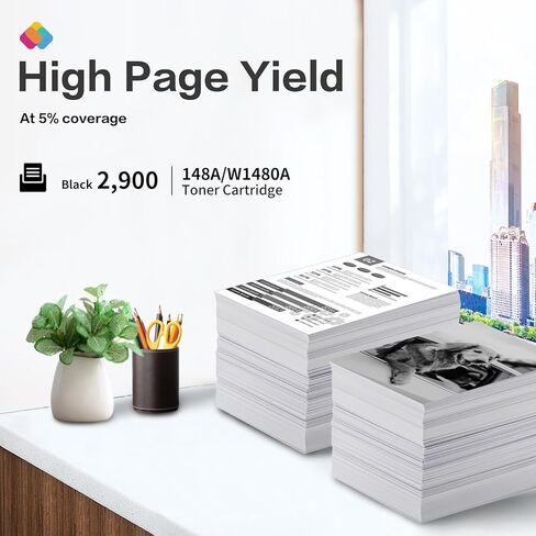 148A (مع رقاقة) خرطوشة حبر سوداء بديلة لخراطيش حبر HP 148A 148X W1480A W1480X لطابعة HP 4001dw 4001dn 4001n 4101fdw 4101dw 4101fdn (عبوتان) in Kuwait