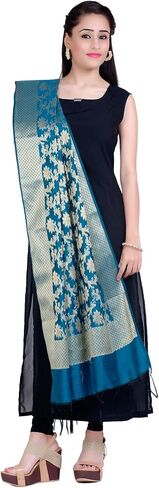 وشاح شاندراكالا باناراسي للنساء، وشاح شال ملفوف تشوني، أزرق (D267BLU) in Kuwait