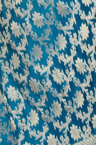 وشاح شاندراكالا باناراسي للنساء، وشاح شال ملفوف تشوني، أزرق (D267BLU) in Kuwait