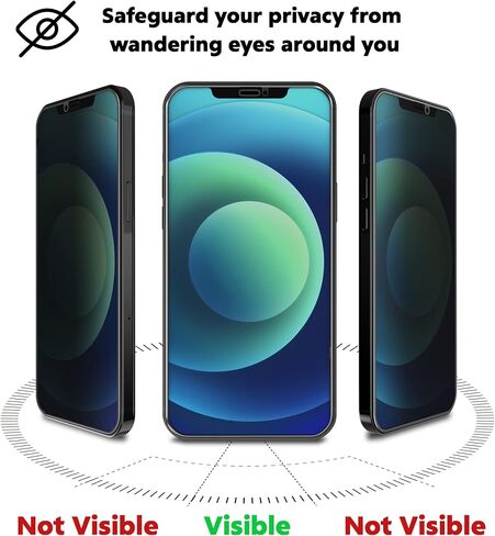 Deppa [عبوتان من واقي شاشة الخصوصية لهاتف iPhone 13 Pro Max/14 Plus (6.7 بوصة) غطاء كامل ثلاثي الأبعاد من الزجاج المقسى مع صينية أدوات التثبيت السهلة - مضاد للتجسس، الخصوصية، فيلم داكن، أسود (دليل الفيديو) in Kuwait