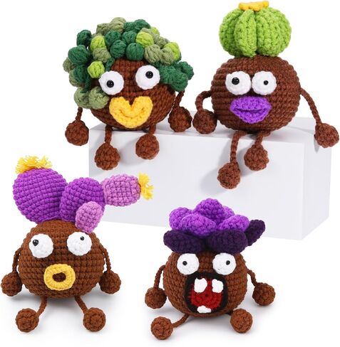 GarfxG Crochet Kit for Beginners, Crochet Plant Starter Kit with Step-by-Step Video Tutorials, Beginner Crochet Kit Knitting Supplies for Adults Crochet 4PCS Potted Plant (40% +Crochet Yarn) in Saudi Arabia