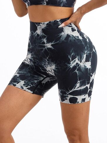 3.6" Tie Dye Workout Shorts for Women Scrunch Butt Lifting Seamless Gym Yoga Biker Shorts in Saudi Arabia