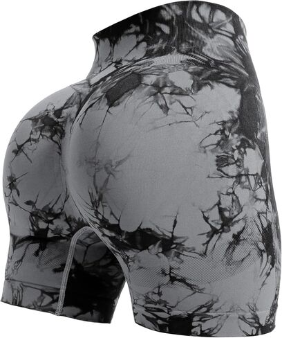 3.6" Tie Dye Workout Shorts for Women Scrunch Butt Lifting Seamless Gym Yoga Biker Shorts in Saudi Arabia