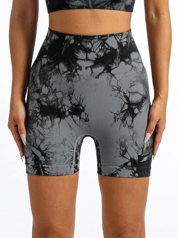 3.6" Tie Dye Workout Shorts for Women Scrunch Butt Lifting Seamless Gym Yoga Biker Shorts in Saudi Arabia