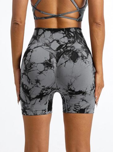 3.6" Tie Dye Workout Shorts for Women Scrunch Butt Lifting Seamless Gym Yoga Biker Shorts in Saudi Arabia