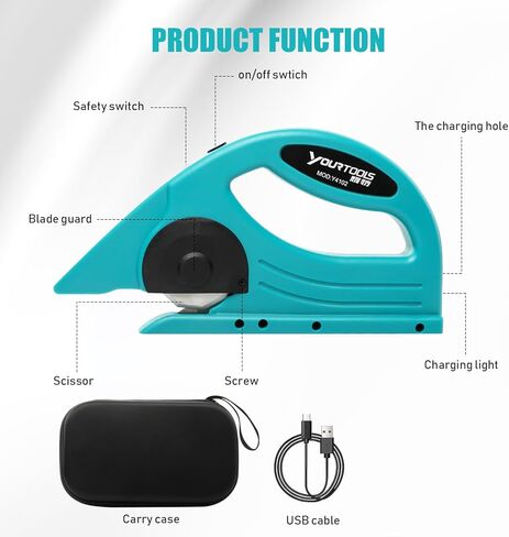 Cordless Electric Scissor Shears, Electric Rotary Cutter with Safety Lock, Carrying Bag, Lightweight Ergonomic Sharp Electric Scissor for Cardboard, Carpet, Leather, PVC (MAX 1.2mm), Fabric (MAX 6mm) in Kuwait
