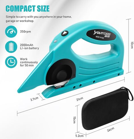 Cordless Electric Scissor Shears, Electric Rotary Cutter with Safety Lock, Carrying Bag, Lightweight Ergonomic Sharp Electric Scissor for Cardboard, Carpet, Leather, PVC (MAX 1.2mm), Fabric (MAX 6mm) in Kuwait
