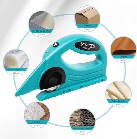 Cordless Electric Scissor Shears, Electric Rotary Cutter with Safety Lock, Carrying Bag, Lightweight Ergonomic Sharp Electric Scissor for Cardboard, Carpet, Leather, PVC (MAX 1.2mm), Fabric (MAX 6mm) in Kuwait