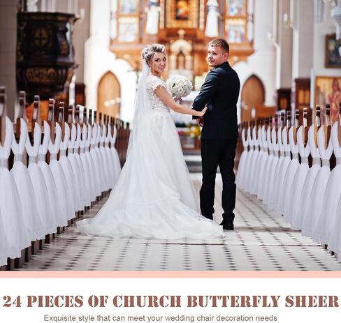 Wedding Pew Bows Wedding Aisle Decorations 24 Inch White Tutu Bow Tulle Wedding Decor Chair Bows for Church Bridal Shower(Gold, 36 Pcs) in Saudi Arabia