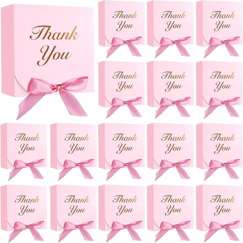 Shindel 20PCS Thank You Gift Boxes, Party Favor Boxes with Ribbon Pink Small Thank You Gift Box Candy Treat Bags for Birthday Wedding Party Holiday in Saudi Arabia