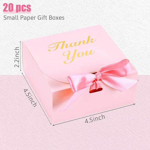 Shindel 20PCS Thank You Gift Boxes, Party Favor Boxes with Ribbon Pink Small Thank You Gift Box Candy Treat Bags for Birthday Wedding Party Holiday in Saudi Arabia