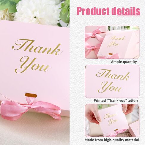 Shindel 20PCS Thank You Gift Boxes, Party Favor Boxes with Ribbon Pink Small Thank You Gift Box Candy Treat Bags for Birthday Wedding Party Holiday in Saudi Arabia